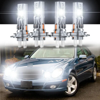 For Mercedes-Benz E350 E320 E550 4x H7 LED Headlight Bulb Kit High Lo Beam 6000K - Image 1 of 4