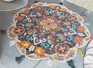 BLUE / PINK 6'-0" x 6'-0" Flaw in Rug, Reduced Price 1172773149 NOV574N-6R - Picture 1 of 4