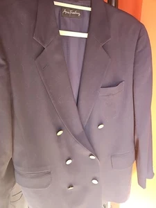 Vintage Ann Freedberg Diana Blue Wool Double Breasted Classic Blazer Sz. 16 - Picture 1 of 5