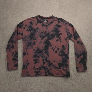Hollister Mens Sweatshirt Small Purple Black Tie Dye Pullover Crewneck - Picture 1 of 7