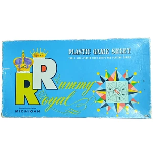 Hoja de juego de plástico tamaño mesa Rummy Royal Michigan vintage años 70 Whitman Publish - Imagen 1 de 22