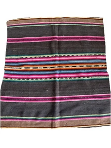 Vintage Hand Woven Mexican Aztec Mayan Wool Blanket Rug Wall Hanging 42x39” - Picture 1 of 8