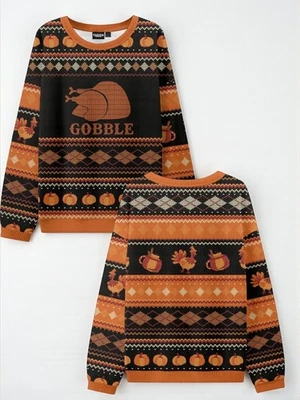 Gobble Acción de Gracias Divertido Feo Navidad Suéter Unisex S-5XL Foto 1 de 4