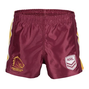 BRISBANE BRONCOS NRL TEAM LOGO ON FIELD REPLICA KIDS YOUTH SUPPORTER SHORTS - Picture 1 of 2