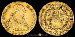 Carlos IV 2 Escudos (6,77 grg) 1794 Madrid Ensayadores M·F AC-1282 MBC - Picture 1 of 3