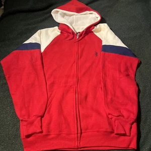 Felpa con cappuccio zip Discus Athletic vintage anni 80 70 colorblock M made in USA - Foto 1 di 10