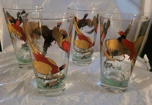 Vintage Hazel Atlas Fasan Longdrinkgläser 4er Set 50er Jahre 5,75" - Bild 1 von 2