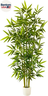 Artificial Bamboo Tree, 6Ft Tall Fake Bamboo Plant with White Planter, Faux Tree - Image 1 of 4