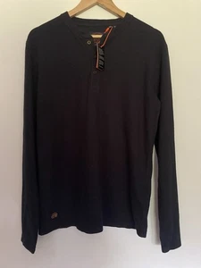 Superdry Mens Waffle Long Sleeve Henley Top Navy Size S - New With Tags. - Picture 1 of 12