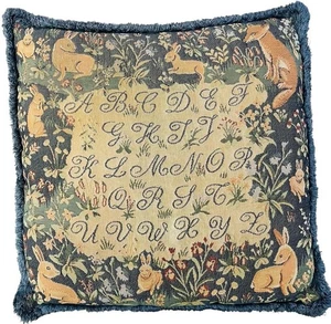 DE COLECCIÓN ART DE LYS ABC ALMOHADA ANIMAL AZUL PEQUEÑO FRANCÉS TEJIDO TAPIZ ALFABETO 18x18 - Imagen 1 de 17