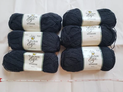 ¡6 madejas de hilo hilo de abeja Spinesse en negro! ¡Súper suave! #3 Peso! Foto 1 de 3