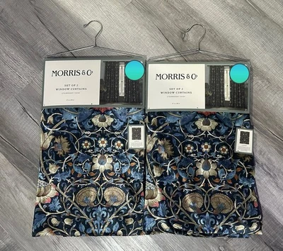 WILLIAM MORRIS & CO STRAWBERRY THIEF LODDEN 4 WINDOW CURTAINS SET 37” x 84” - Image 1 of 4