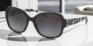 COACH HC8166 534811 Black Crystal Mosaic Grey Gradient 58 mm Women's Sunglasses - Picture 1 of 7