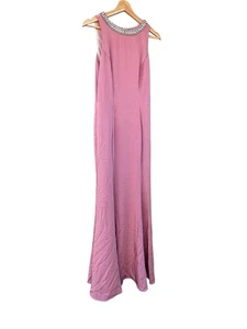 NWT Ieena For Mac Duggal Formal Dress High Neck Rose Pink Gems Rhinestones Sz 4 - Picture 1 of 7