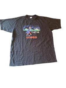 T-shirt grafica Tintin In Istanbul nera XL 100% cotone made in Türkkiye - Foto 1 di 4
