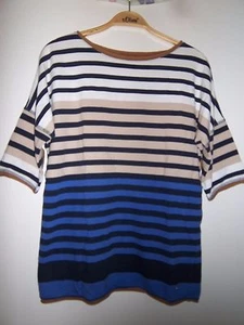 Damen T-Shirt, Street One,Gr.36, M, blau-beige gestreift, neuwertig - Bild 1 von 3