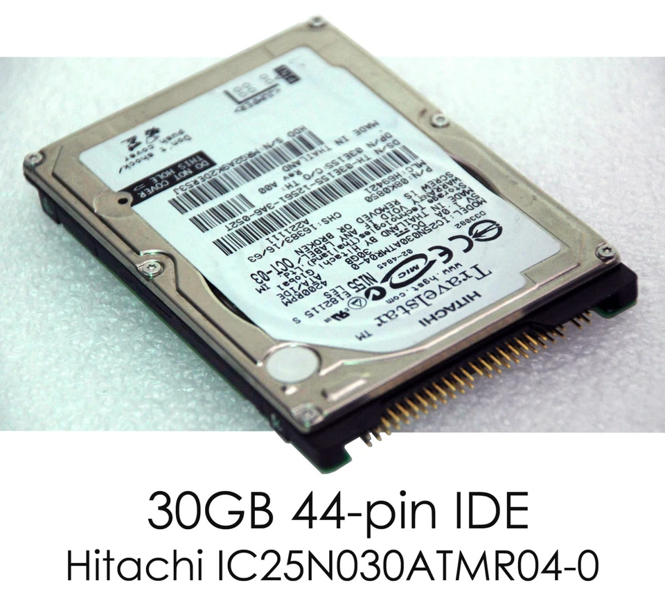 30GB 2.5" 6.35Cm 44-Pin IDE Hard Drive Hitachi Travelstar IC25N030ATMR04-0 F115 - Image 1 of 1