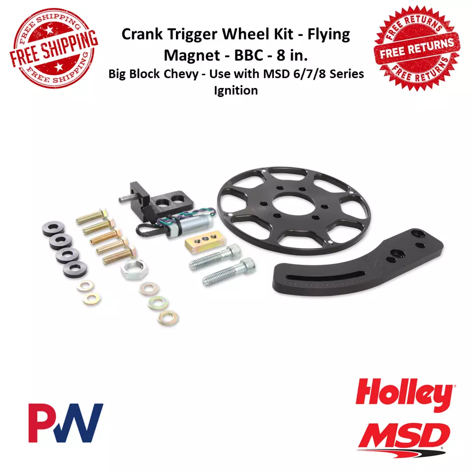 Kit de roda de gatilho de manivela MSD 8"" ímã voador preto para Chevrolet, GMC, Pontiac - Imagem 1 de 4