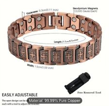 99.99% Pure Copper Magnetic Bracelet Men. Elegant Jewelry With Link Removal Tool