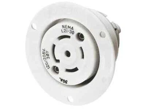 Bryant Locking Flanged Receptacle 30A 120/208V L21-30R White (72130ER) - Picture 1 of 2