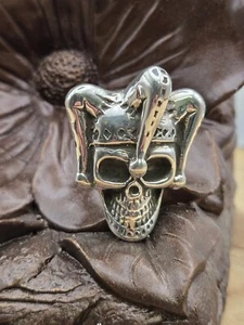 Anillo de sello de plata de ley 925, payaso calavera, signo nuevo, talla 10, anillo calavera  - Imagen 1 de 8