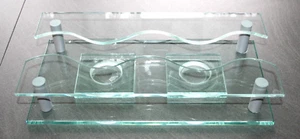 Glas Stövchen 2-flammig für zwei Teelichte Essenswärmer Warmhalteplatte Rechaud - Bild 1 von 4