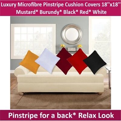 Pinstripe Cushion Covers Home Sofa Outdoor Décor Microfibre Cushions in 18''x18" - Image 1 of 4