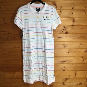NEW!! Nike Girl's Striped Swoosh Logo Polo Dress Size XL - Picture 1 of 16