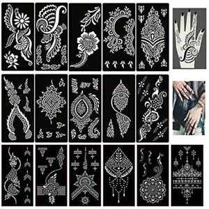 Große Henna-Schablonen Hand-Mehndi-Kunst-Vorlage Indien Spitze Körper 艹 - Bild 1 von 82