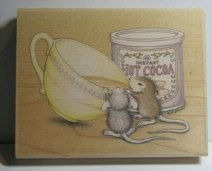 HOUSE MOUSE HOT COCOA WOODEN MOUNTED RUBBER STAMP - Bild 1 von 6