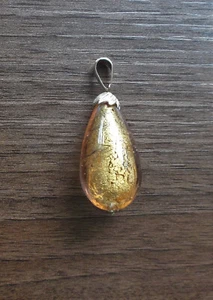 Murano Glass 9ct Gold Goccia Di Passione Teardrop Pendant (QVC) - Picture 1 of 4