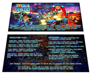 Bally Judge Dredd Pinball Custom Apron Instruction Cards - Picture 1 of 1