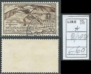 1932 REGNO POSTA AEREA USATO DANTE 50 CENT FILIGRANA LETTERA - FL06-3 - Bild 1 von 1
