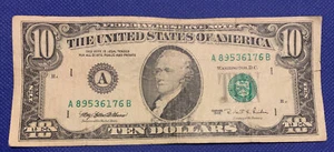 1995 $10 Note A1 District S# A 89536176 B - Picture 1 of 3