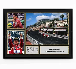 AYRTON SENNA SIGNIERTES DRUCK FOTOPOSTER F1 FORMULA ONE TRIBUTE KUNST GERAHMT - Bild 1 von 4