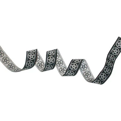 Cinta Pentacle Jacquard 1" Pentagrama Metálico Borde Wiccan Colores Foto 1 de 4