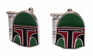 Star Wars BOBA FETT HELMET Metal/Enamel CUFFLINKS - Picture 1 of 1