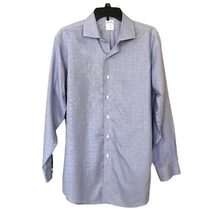 Camisa de vestir Brooks Brothers 346 azul a cuadros Glen manga larga calce ajustado con botones - Imagen 1 de 6