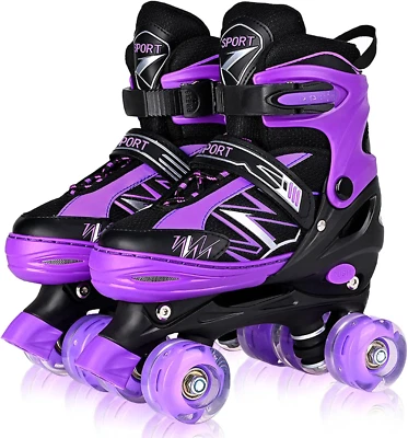 Niños Niñas 4 Tamaño Ajustable Niños Patines para Niños Pequeños Principiantes con Foto 1 de 4