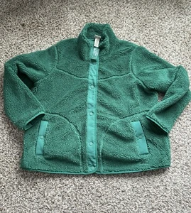 LL Bean Women's Bean's Sherpa Fleece Coat Emerald Spruce Size 3X Plus - Picture 1 of 5