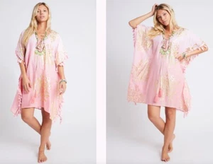 Neu mit Etikett $ 89 Debbie Katz rosa Ombre Baumwolle Indra Kaftan Tunika Abdeckung L - Bild 1 von 5