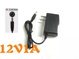 AC / DC Adapter Wall Charger Cord 12V 1A (1000mA) 5.5mm x 2.5mm US Plug B1 - Picture 1 of 11