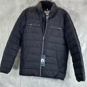 COLE HAAN Men's Solid Black Packable Down Full-Zip Puffer Jacket SZ S - Picture 1 of 11