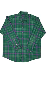 Burberrys London Vintage nova check Button down shirt Green color size Xl - Picture 1 of 6