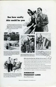 1939 American President Cruise Line Vacation Vintage PRINT AD Wall Decor! (3964) - Picture 1 of 1