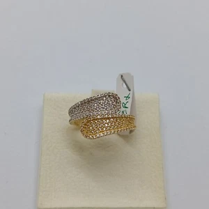 ANELLO DA DONNA CON ZIRCONI IN ORO GIALLO E BIANCO 18KT 4,3 GR. N. 15 (7761) - Foto 1 di 14