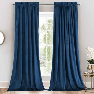 Heavily Shaded Velvet Curtains Rod Pocket Panels, Set of 2 - Picture 1 of 10