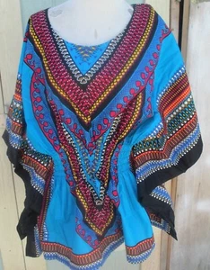 Blusa africana Dashiki cintura elástica mujer vestido tradicional top talla única - Imagen 1 de 3