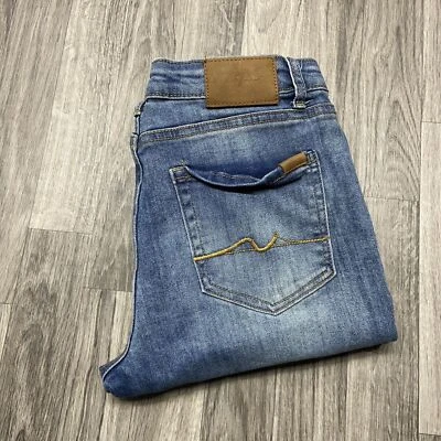 Pantalones de mezclilla azules 7 FOR ALL HUMANITY corte bota lavado medio tiro medio niñas talla 16 Foto 1 de 4