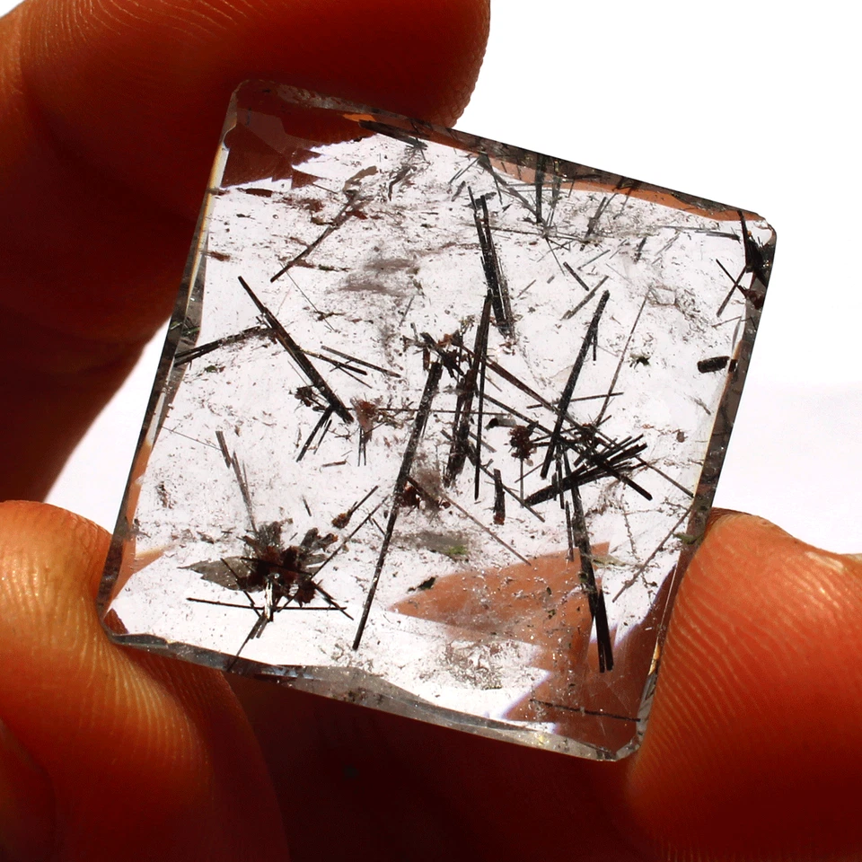 Certified 43 Cts Natural Tourmaline Rutile Quartz AAA Grade Faceted Cut Gemstone - Image 1 of 4